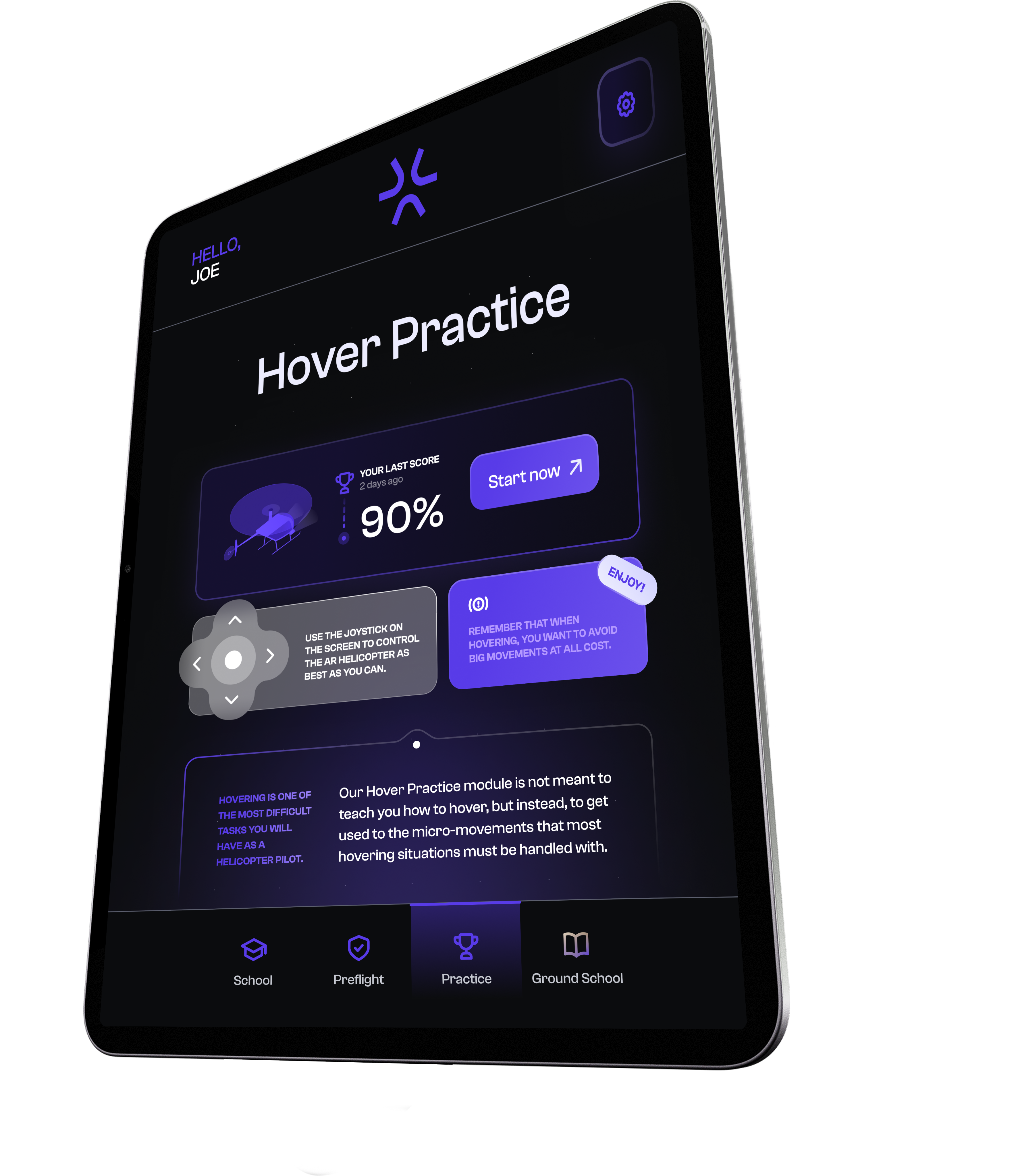 Hover Practice on iPad — augmented reality helicopter training