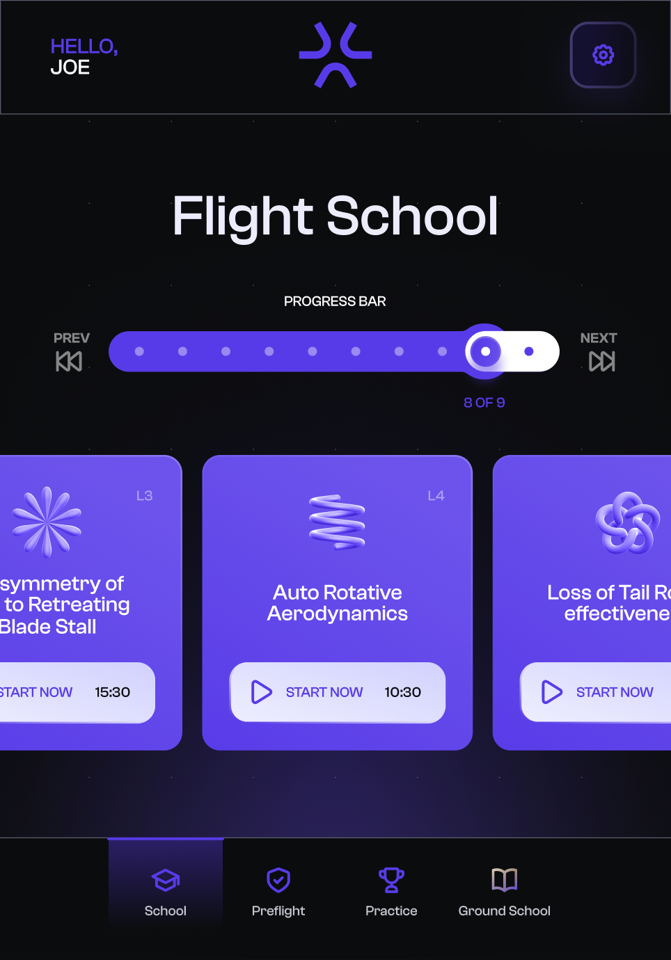 Flight School screen